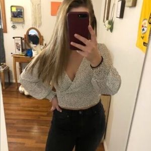 Speckled Smocked Long Sleeve Top